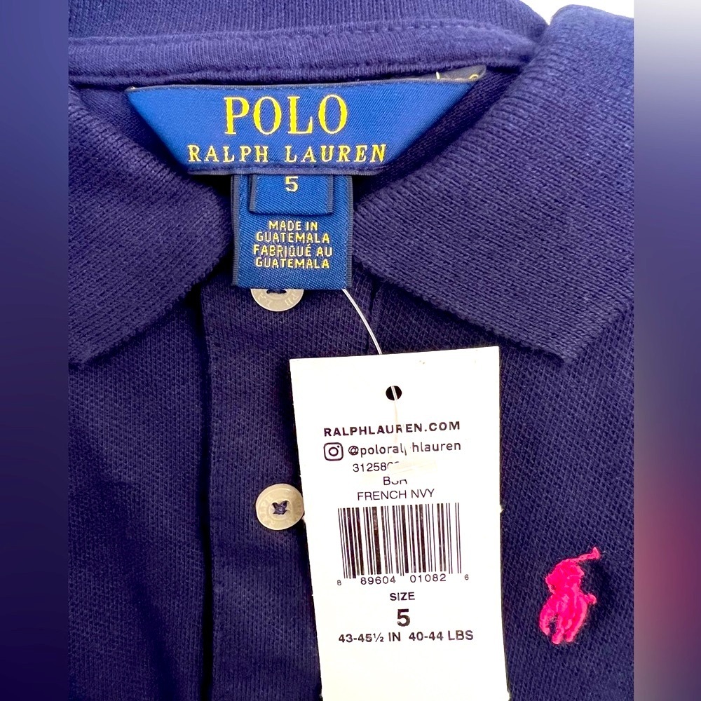 Polo Ralph Lauren Pleated Cotton Polo Navy Dress size 5&6 - Picture 8 of 8